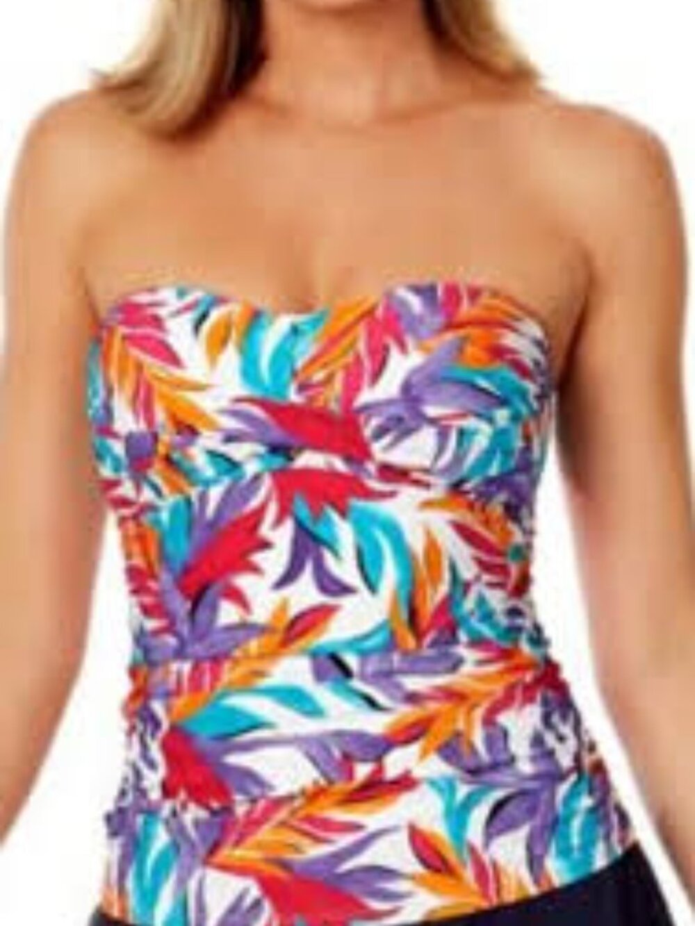 Anne Cole Women's Dance Floor Palm Twist Front Multicolor Tankini Top Size XS